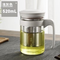 富光(FGA)双层办公玻璃杯带把商务男士泡茶杯水杯塑玻杯茶水分离杯子 520ml灰色年网红女性款