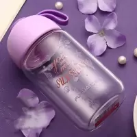 富光(FGA)玻璃杯女便携可爱小巧水杯透明防烫水杯清新可爱学生杯子 紫色340毫升