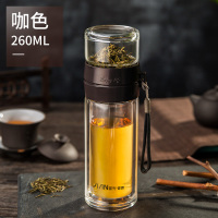 富光(FGA)茶水分离泡茶杯双层玻璃水杯子男女便携随手杯创意过滤泡茶师 双层咖啡色260ml