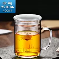 富光(FGA)玻璃杯茶杯男女办公带把花茶杯茶水分离过滤泡茶杯子家用水杯 云趣400ml