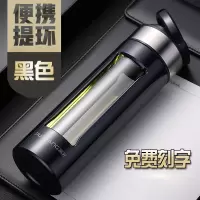 富光(FGA)双层玻璃杯随手杯男女便携耐热大容量带盖过滤泡茶水杯子 460ML黑色