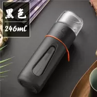 富光(FGA)玻璃杯双层茶水分离泡茶杯带盖男女士创意便携过滤透明水杯子 黑色246ML