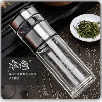 富光(FGA)玻璃杯双层茶杯男泡茶师水杯便携过滤茶水分离创意杯子女 本色泡茶师[礼盒装]