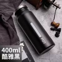 富光(FGA)保温杯男女学生便携水杯创意潮流个性简约韩版文艺清新杯子瓶 400ML黑色