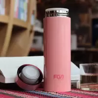 富光(FGA)商务男女士保温杯不锈钢直身杯保温瓶防漏保温水杯子茶杯 粉红色