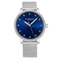 Stuhrling施图灵女士石英手表Vogue 不锈钢蓝色表盘手表