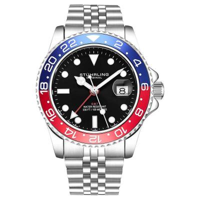 STUHRLING施图灵 Meridian 3968 GMT 石英 42 毫米 潜水表经典时尚男士手表