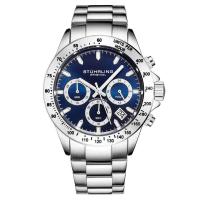 STUHRLING施图灵 男士Monaco 摩纳哥计时不锈钢蓝色表盘时尚百搭商务休闲石英手表