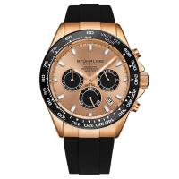 STUHRLING施图灵 男士Monaco 经典时尚 商务简约摩纳哥计时橡胶玫瑰金色表盘石英手表