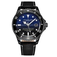 STUHRLING施图灵 男士 Aquadiver 皮革蓝色表盘时尚百搭 简约商务机械手表