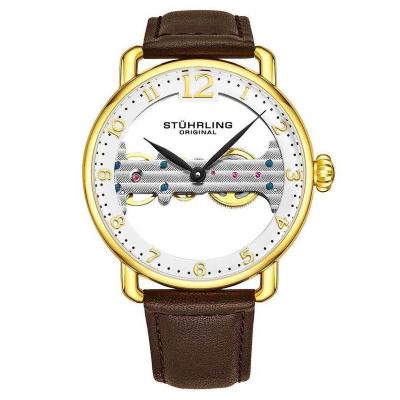 STUHRLING施图灵 男士 Legacy 经典时尚百搭皮革棕色表盘石英手表 生日礼物