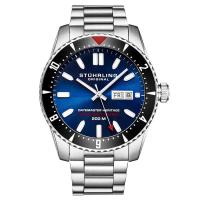 STUHRLING施图灵 男士 Aquadiver 流行时尚 百搭简约不锈钢蓝色表盘机械手表