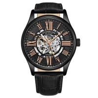 STUHRLING施图灵 男士 Legacy 皮革黑色时尚百搭镂空表盘机械手表 M15727