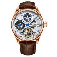 STUHRLING施图灵 男士 Legacy 皮革银色敞开心形表盘经典时尚流行机械手表M13590