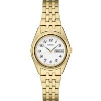 SEIKO/精工 女士手表 Essentials系列小金表 白盘钢带钢带防水女表SUR440