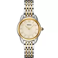 SEIKO/精工 石英表商务防水防划外壳简约大气经典手表男女款两-tone金镶玉风格