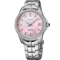 SEIKO/精工 女士手表Couura系列新款时尚满天星镶钻贝母盘优雅气质女士腕表 送女友