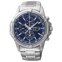 SEIKO光动能男表不锈钢表带石英男士运动商务防水计时码表43毫米