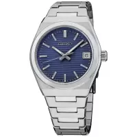 SEIKO精工女款深蓝表盘不锈钢手链腕表 34mm圆盘防水时尚石英表时尚腕表