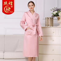 丝煌桑蚕丝睡袍浴袍女士加绒加厚保暖混纺丝绸睡衣秋冬家居服长款