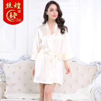 丝煌100%桑蚕丝睡裙睡袍两件套重磅绣花真丝睡衣女丝绸家居服