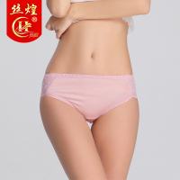 丝煌真丝内裤女士100%桑蚕丝中腰三角短裤蕾丝花边打底裤舒适透气K1004