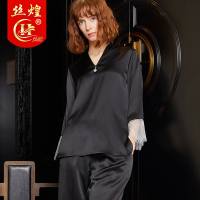 丝煌真丝春夏蕾丝性感真丝睡衣女100%桑蚕丝绸两件套装分体家居服