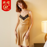 丝煌桑蚕丝睡裙女夏季性感蕾丝吊带裙薄睡衣重磅丝绸家居服可外穿