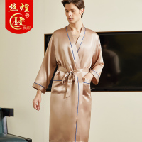 丝煌真丝睡衣男士100%桑蚕丝长袖睡袍浴袍夏季重磅丝绸家居服
