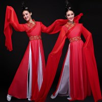 古典舞演出服女2018新款飘逸水袖舞蹈服装中国风惊鸿舞采薇舞红色