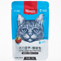 Wanpy顽皮小银鱼金鱼猫零食湿粮鲜封包营养80g 80*10包 小银鱼&金鱼