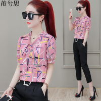 莆兮思puxisi很仙的雪纺衫女短袖2019夏季新款宽松上衣遮肚子洋气小衫衬衣潮