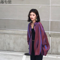 莆兮思puxisi2019春秋新款韩版复古宽松长袖人鱼姬衬衫女学生泫雅风ins衬衣女