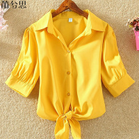 莆兮思puxisi 单/两件装短袖衬衫女2019新款学生韩版夏季宽松衬衣雪纺衫ins上衣