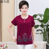 莆兮思puxisi中老年女装短袖T恤新款中年妈妈装大码夏装女打底衫