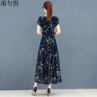 莆兮思puxisi2019夏季新款碎花长裙大码女装遮肉显瘦胖mm印花雪纺连衣裙减龄