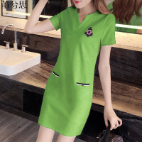 莆兮思puxisi 牛油果绿连衣裙女2019新款女装夏装中长款韩版显瘦运动休闲裙子