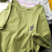 莆兮思puxisi纯棉短袖T恤女学生宽松韩版潮ins超火抹茶绿闺蜜装夏季白色上衣服