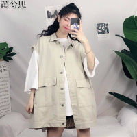 莆兮思puxisi春夏BF风宽松工装马甲背心女学生韩版情侣百搭中长款休闲无袖外套