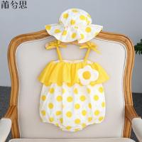 莆兮思puxisi红婴幼儿包屁女宝宝童装套装夏季连体衣可爱公主送帽子婴童吊带