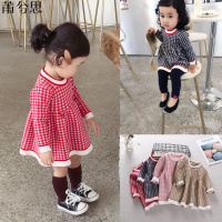 莆兮思puxisi2019女童宝宝连衣裙婴儿秋冬装新款1-5岁公主裙子婴童毛衣格子