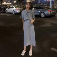 莆兮思puxisi春夏韩版宽松短袖T恤上衣+长裙子半身裙两件套女时尚休闲运动套装