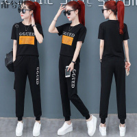 莆兮思puxisi运动套装女夏时尚韩版宽松2019新款大码休闲服短袖九分裤两件套潮