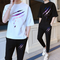 莆兮思puxisi夏季男士运动套装学生韩版休闲套装青少年九分裤潮流短袖