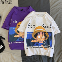 莆兮思puxisi夏季新款日系动漫海贼王印花短袖T恤男韩版潮流港风学生半袖上衣