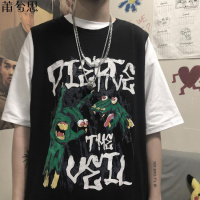 莆兮思puxisi夏季韩版ins原宿街头嘻哈搞怪印花无袖背心宽松外穿T恤上衣男女潮