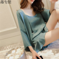 莆兮思puxisi【多色可选】睡衣女夏新款性感韩版宽松家居服套吊带衫木耳边短裤