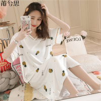 莆兮思puxisi睡衣女夏韩版中长款睡裙短袖宽松可爱学生可爱可外穿孕妇家居服夏