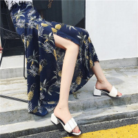 莆兮思puxisi雪纺半身裙女夏韩版百搭一片式小碎花系带时尚高腰中长款沙滩裙子