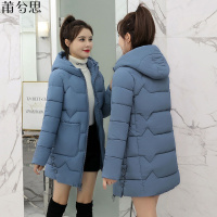 莆兮思puxisi2019新款磨砂面料棉衣女新款韩版冬中长款棉服连帽加厚面包服棉袄